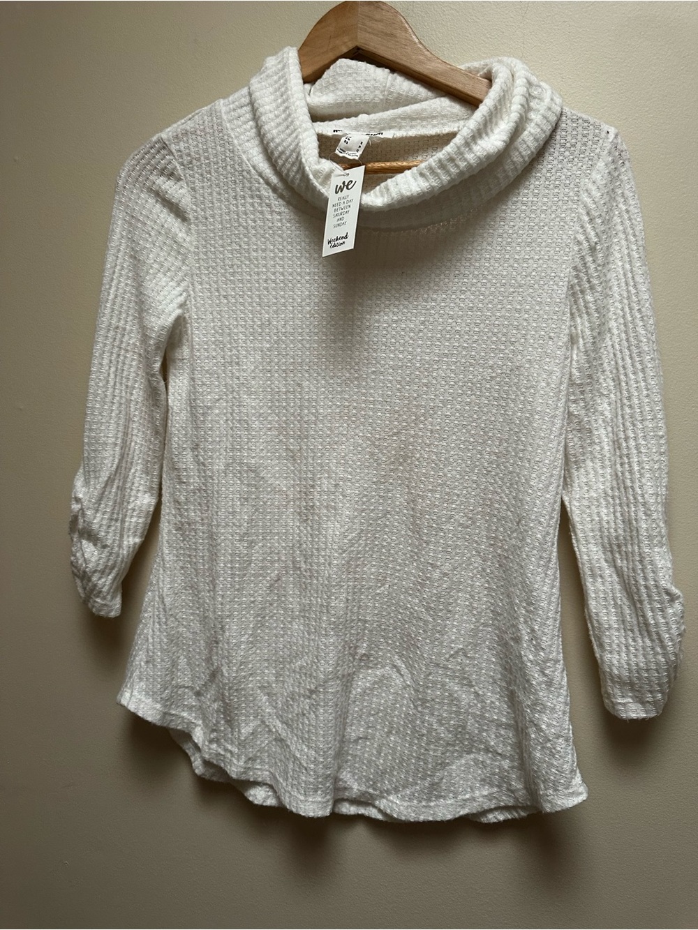 We Weekend Edition Cream Ribbed Knit Sweater